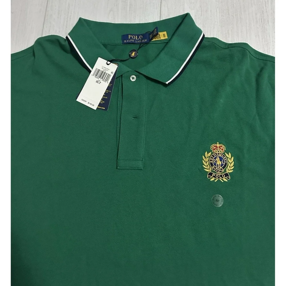 NWT Polo Ralph Lauren Men's Crest Mesh Polo Shirt Green‎ Sz 2XLT $148